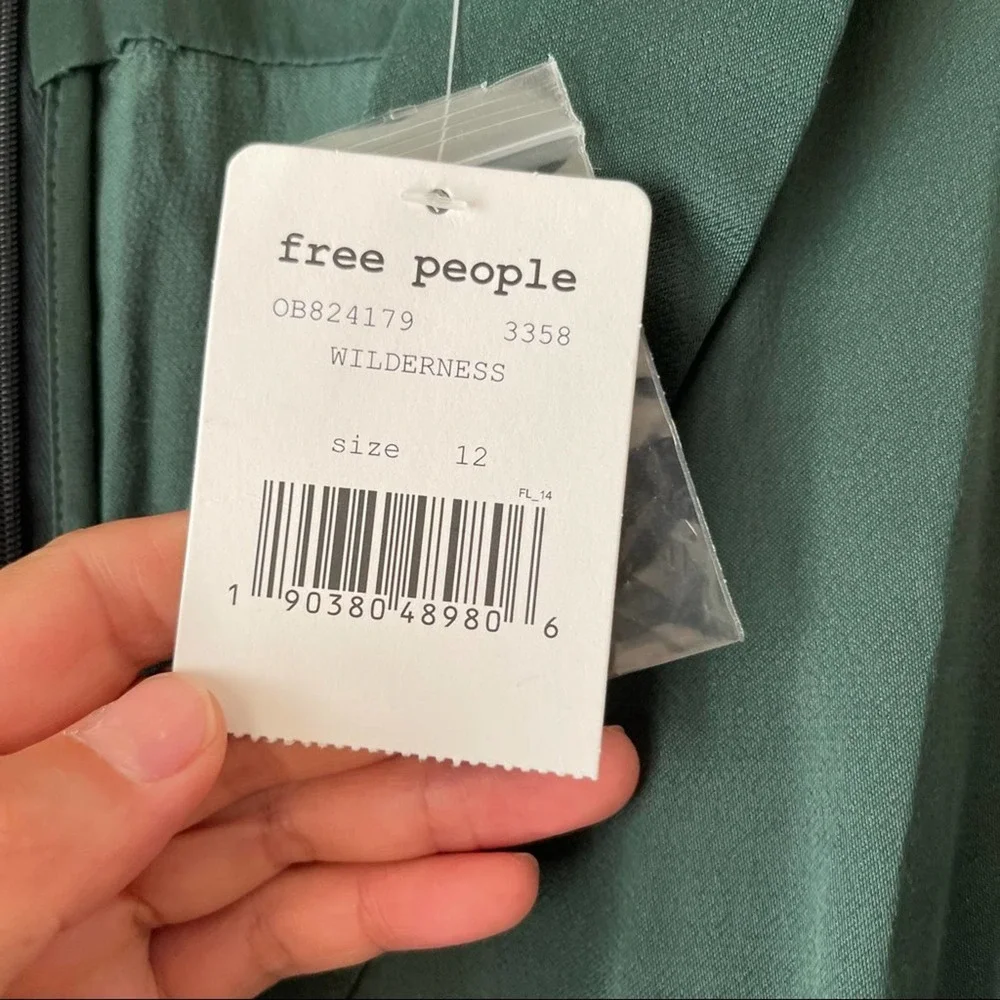Free People Emerald Green Satin Jumpsuit